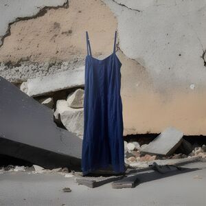 Knox Rose Strappy Tiered Midi Dress Womens Large Blue Boho Peasant Baby Doll